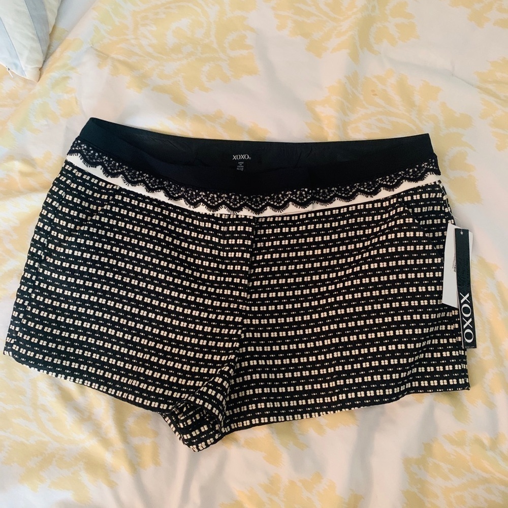 9. NWT XOXO black and white shorts